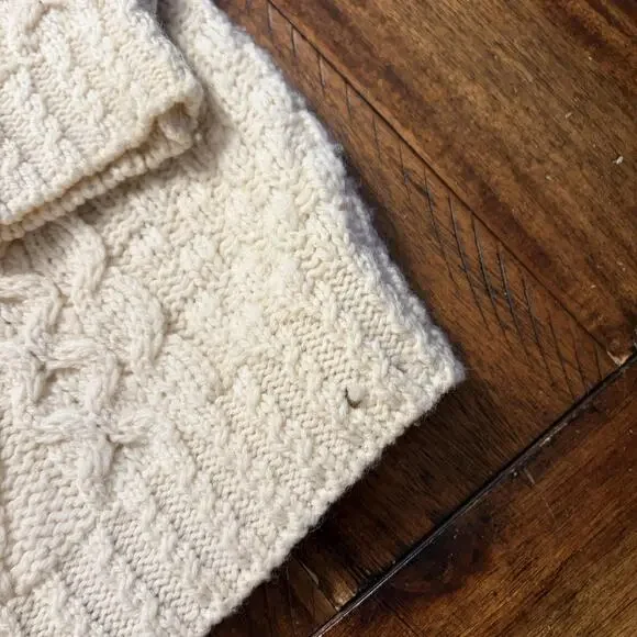 Aran Crafts Sweater Cardigan Womens Medium White 100% Merino Wool Ireland - Picture 5 of 9
